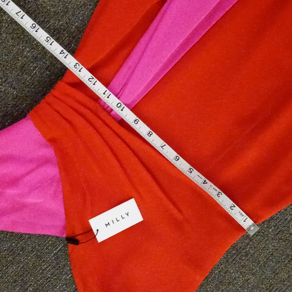 🆕️ 💋Milly💋 - Two-Tone Red/Hot Pink Cindy Silk Stretch Cocktail Dress - Picture 14 of 16